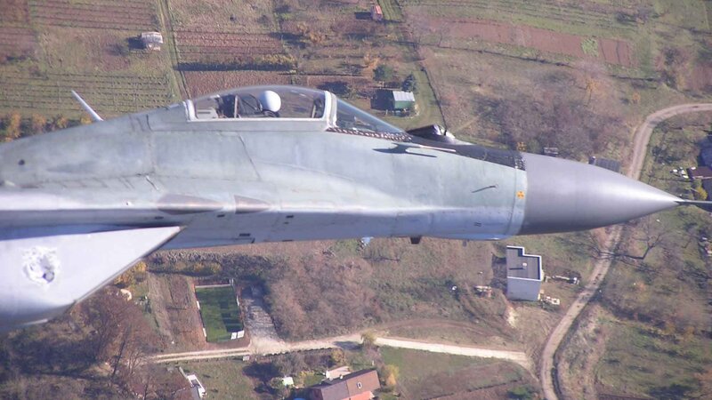 Military Jet in Flight — Gray, Aerial