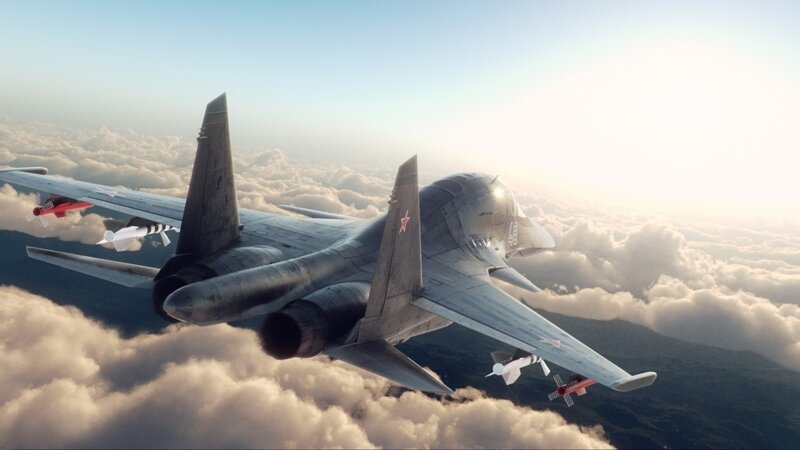 Military Jet in Flight — Gray, Dramatic, Morning
