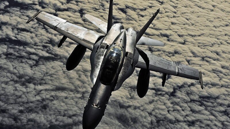 Military Jet in Flight — Gray, Dramatic, Photograph, Clouds, Aircraft, Wings