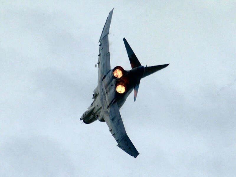 Military Jet in Flight — Gray, Dramatic, Photograph, Jet Engine