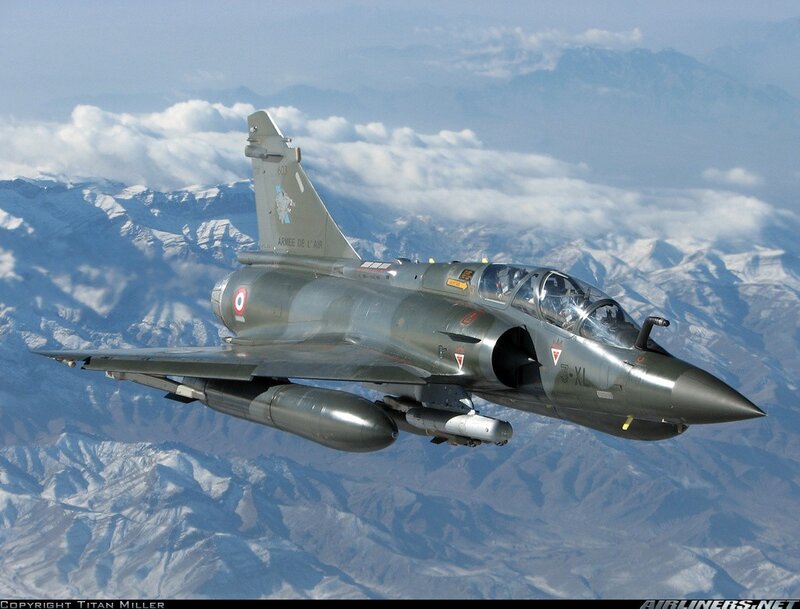 Military Jet in Flight — Gray, Dramatic, Photograph, Mountains, Clouds