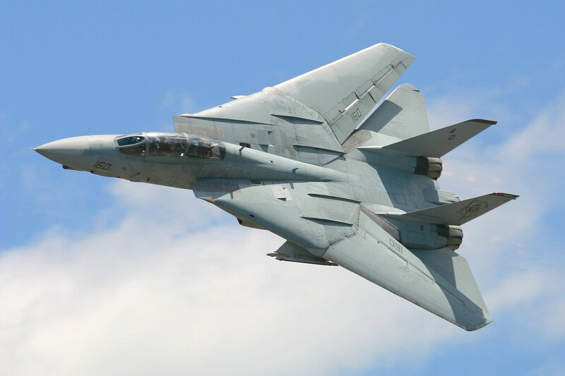Military Jet in Flight — Gray, Dynamic, Afternoon, Photograph, Aircraft, Sky, Clouds, Blue