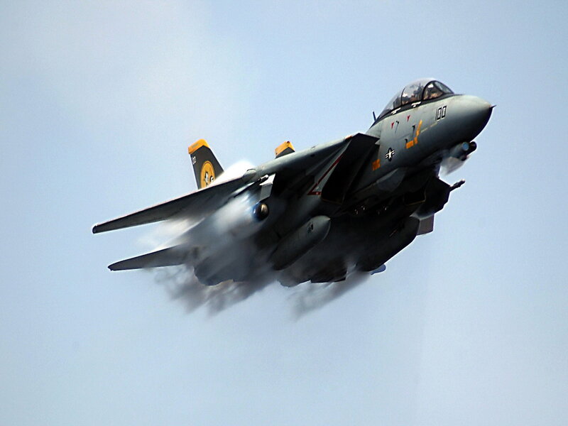 Military Jet in Flight — Gray, Dynamic, Afternoon, Photograph, Smoke, Sky
