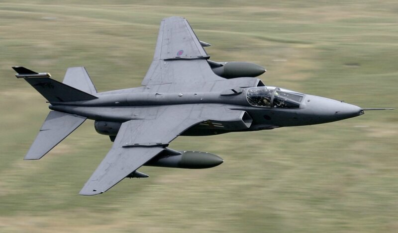 Military Jet in Flight — Gray, Dynamic, Photograph, Aircraft, Sky, Ground