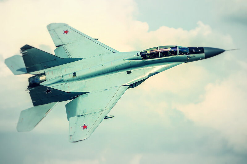 Military Jet in Flight — Gray, Dynamic, Photograph, Sky