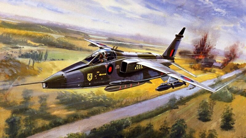 Military Jet in Flight — Green, Dramatic, Afternoon