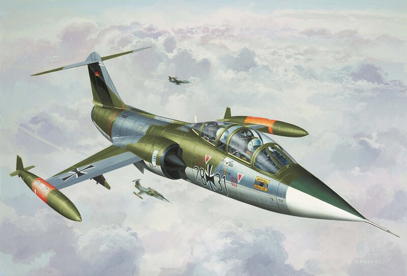 Military Jet in Flight — Green, Dramatic, Illustration
