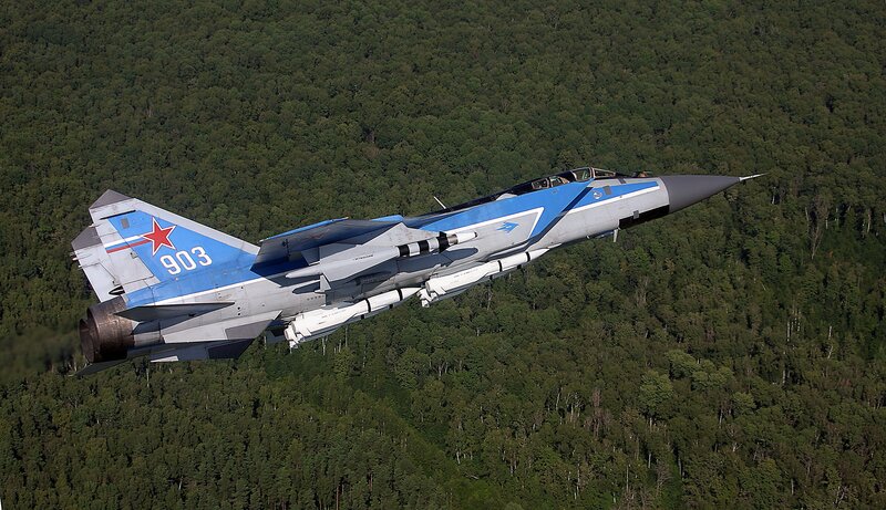 Military Jet in Flight — Green, Dynamic, Afternoon, Photograph, Forest, Missiles