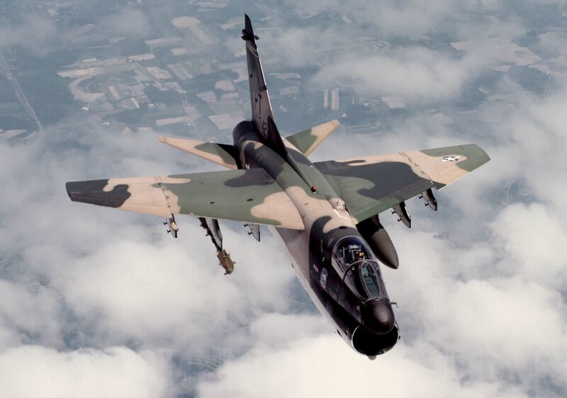 Military Jet in Flight — Green
