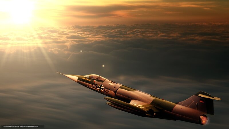 Military Jet in Flight — Orange, Dramatic, Sunset, Digital Art