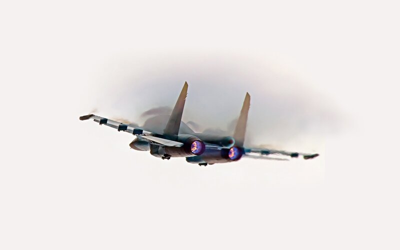 Military Jet in Flight — White, Dramatic, Photograph, Jet Engine