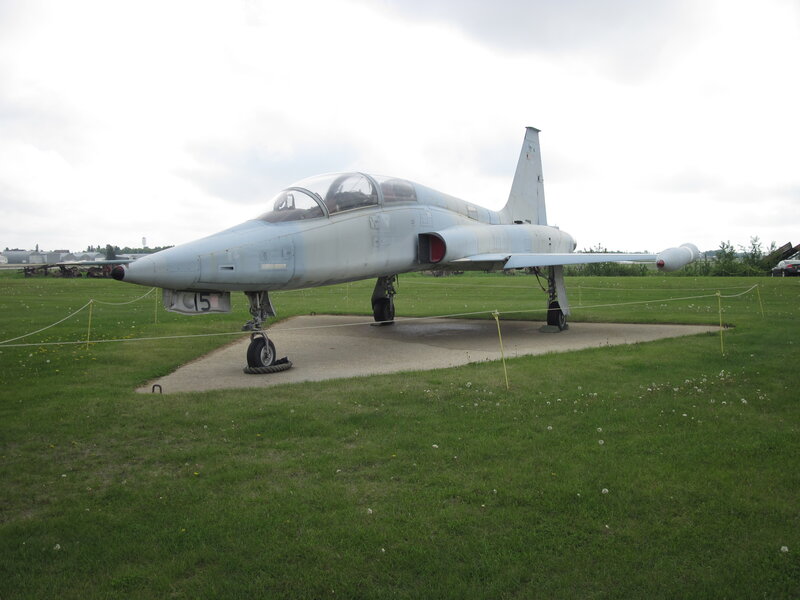 Military Jet on Display — Green, Calm