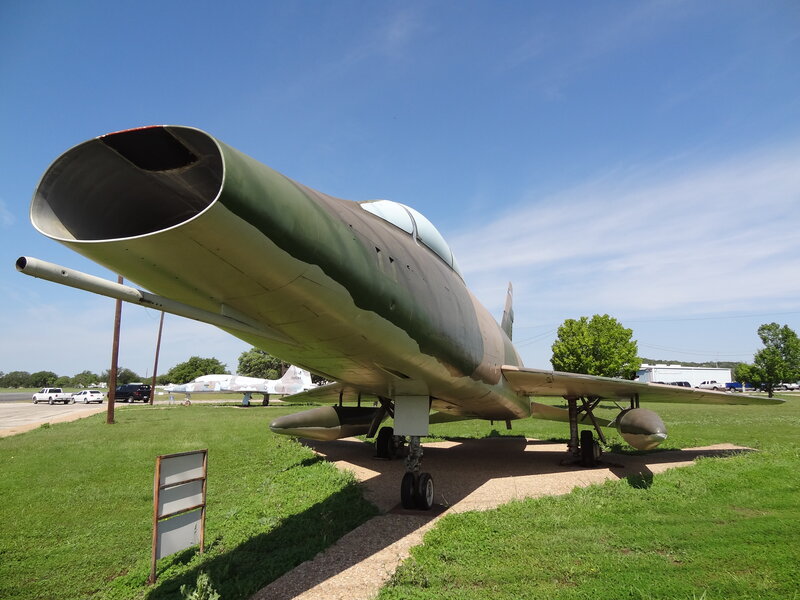 Military Jet on Display — Green, Outdoor