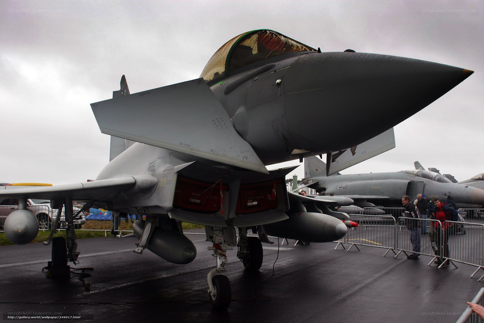 military jet on display