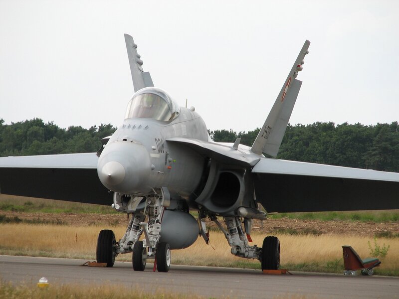 military jet on runway