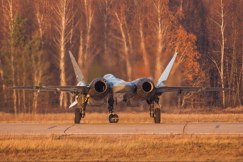 Military Jet on Runway — Brown