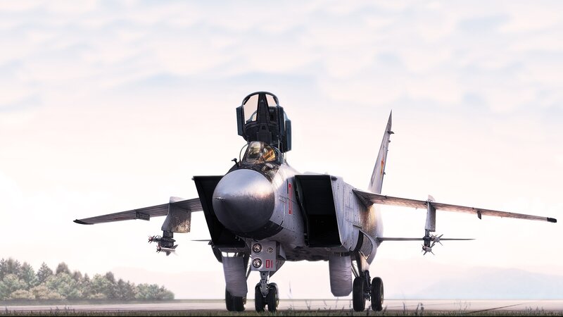 Military Jet on Runway — Gray, Calm, Morning