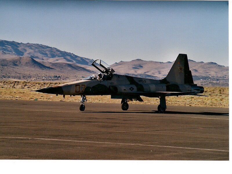 Military Jet on Runway — Gray, Desert