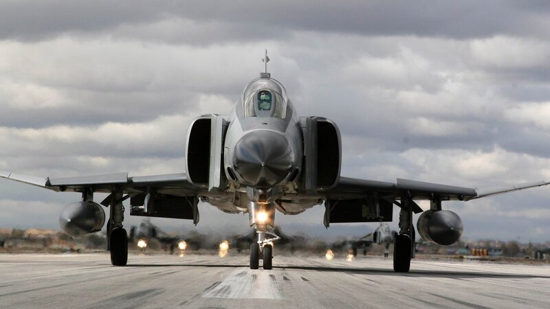 Military Jet on Runway — Gray, Dramatic, Afternoon, Photograph, Clouds, Pilot