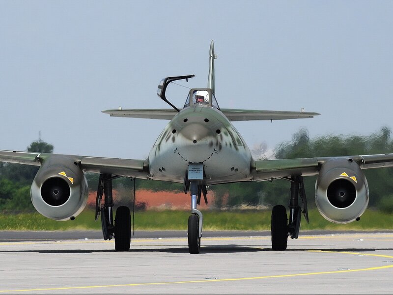 Military Jet on Runway — Gray, Neutral, Afternoon, Photograph