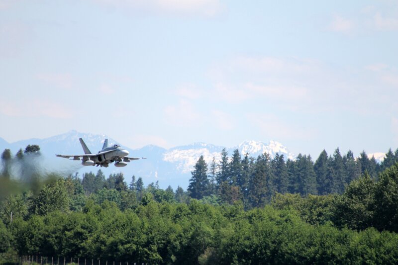 Military Jet Taking Off — Green, Calm