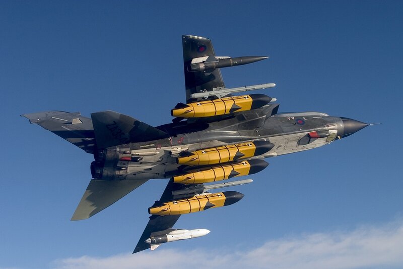 Military Jet with Missiles — Blue