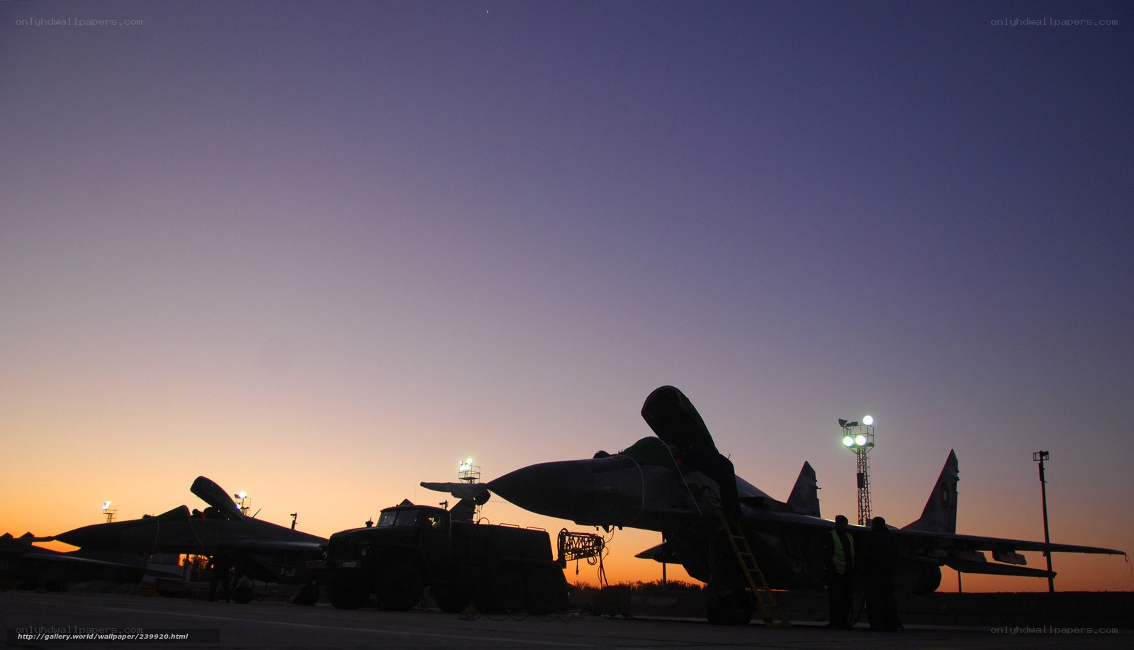 Military jets at dusk