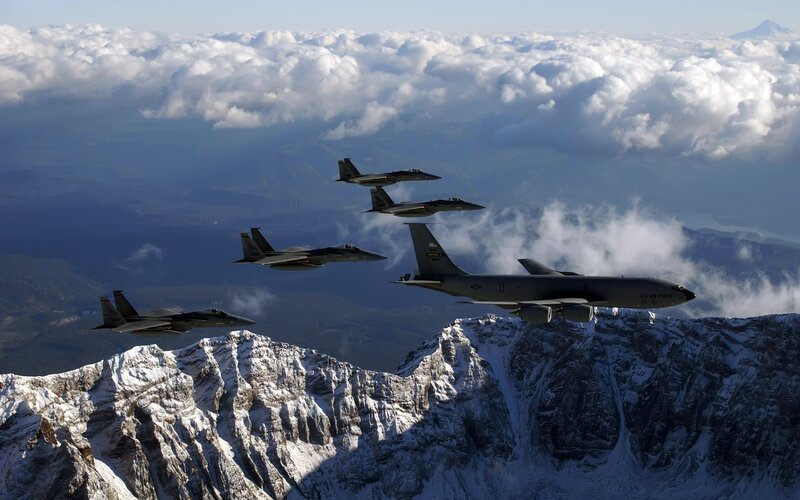 Military Jets Flying — Gray, Dramatic, Photograph, Aircraft