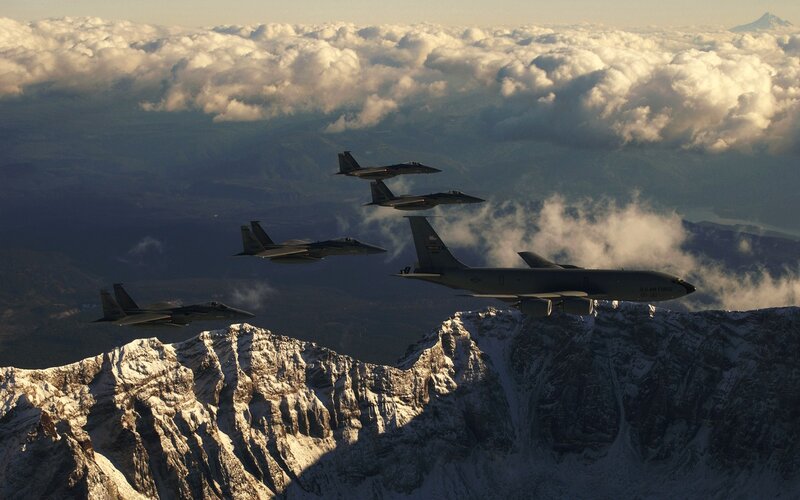 Military Jets Flying — Gray