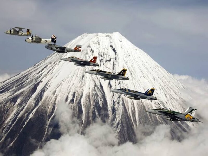 Military Jets Flying — White, Dramatic