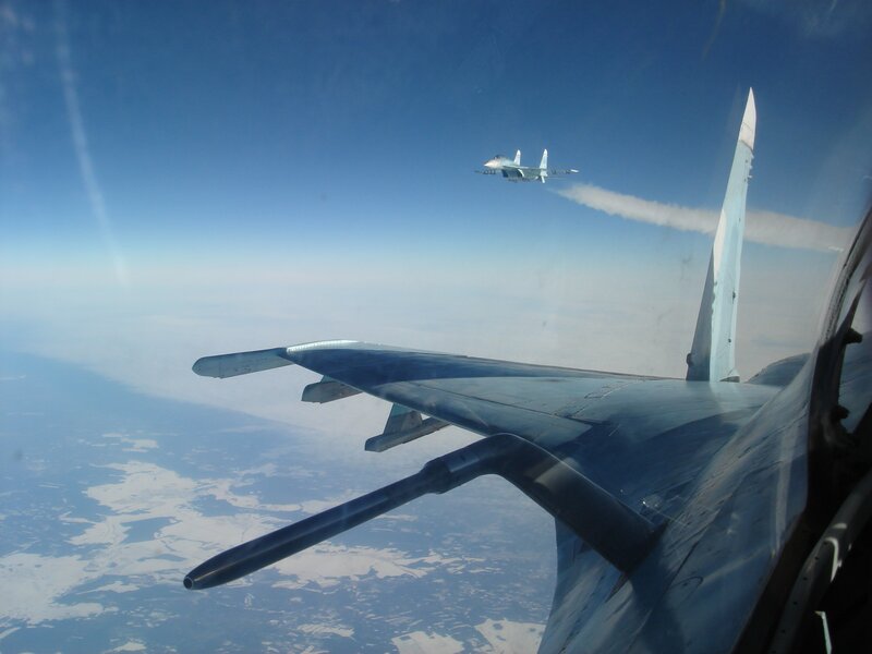Military Jets in Flight — Blue, Clear