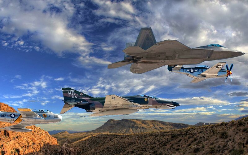 Military Jets in Flight — Blue, Dramatic, Afternoon