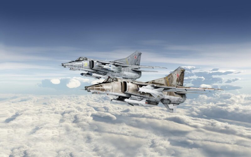 Military Jets in Flight — Blue, Dramatic
