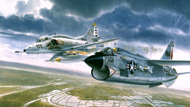 Military Jets in Flight — Gray