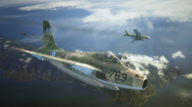 Military Jets in Flight — Green, Dramatic