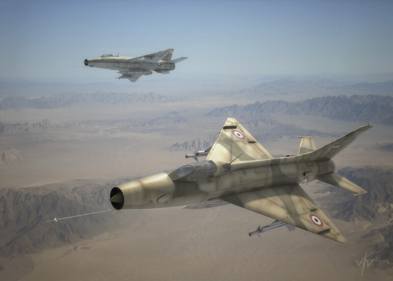 Military Jets in Flight — Tan