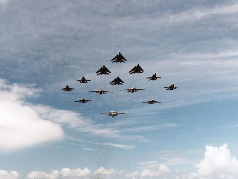 Military Jets in Formation — Blue, Dramatic, Afternoon, Photograph, Aircraft, Sky