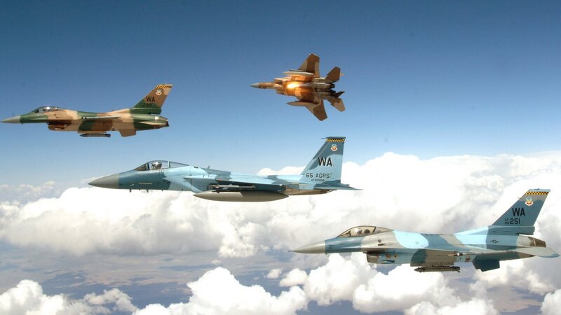Military Jets in Formation — Blue, Dramatic, Afternoon, Photograph, Aircraft