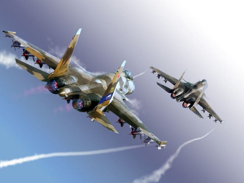 Military Jets in Formation — Blue, Dramatic, Digital Art