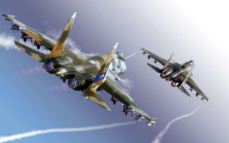 Military Jets in Formation — Blue, Dramatic