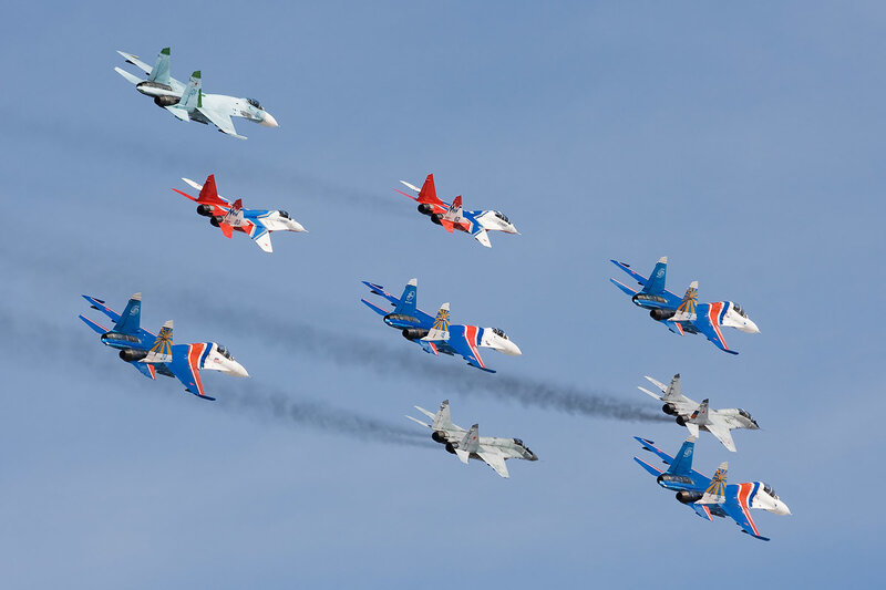 Military Jets in Formation — Blue, Dynamic