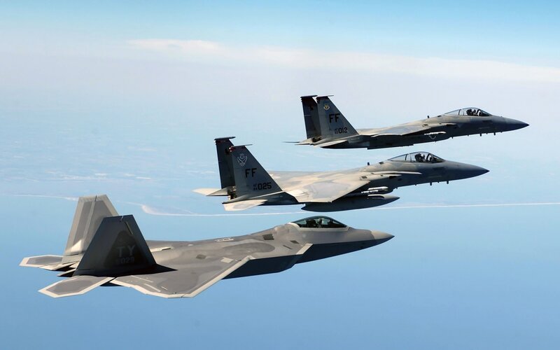 Military Jets in Formation — Gray, Calm