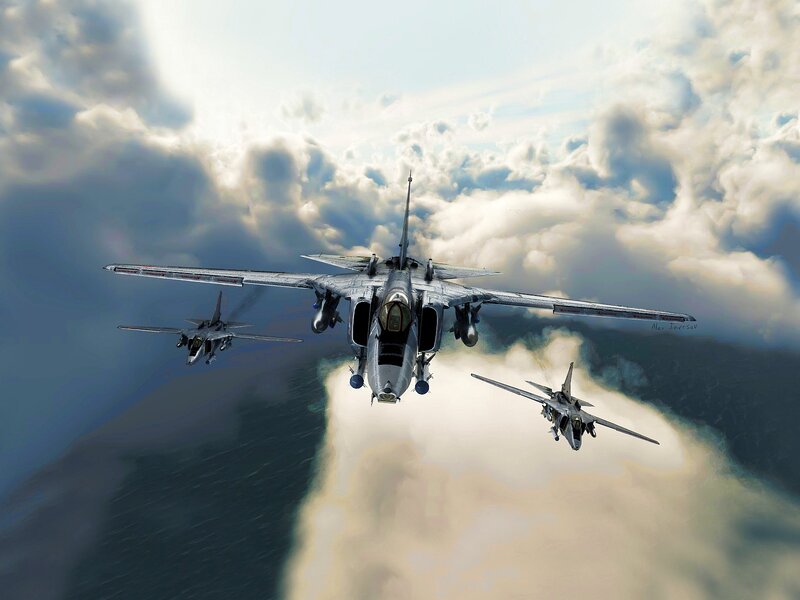 Military Jets in Formation — Gray, Dramatic