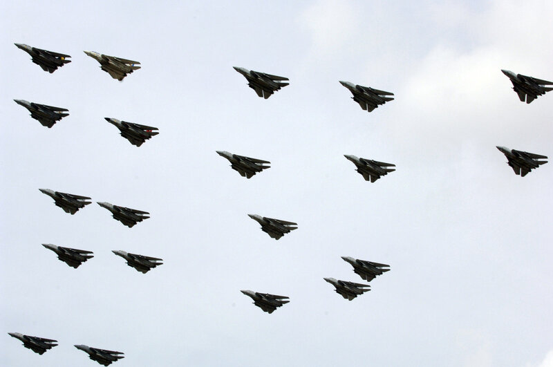 Military Jets in Formation — Gray, Formal