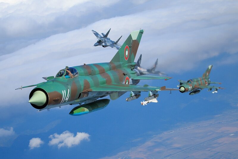 Military Jets in Formation — Green