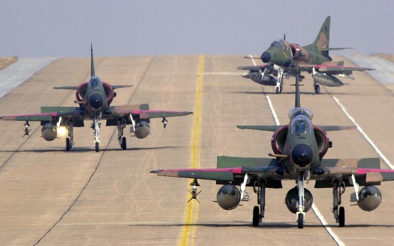 Military Jets on Runway — Green
