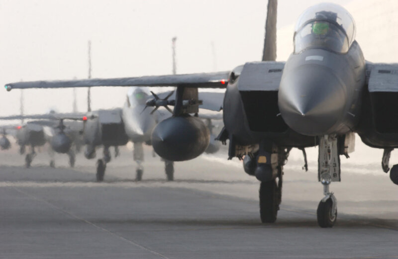 military jets on runway