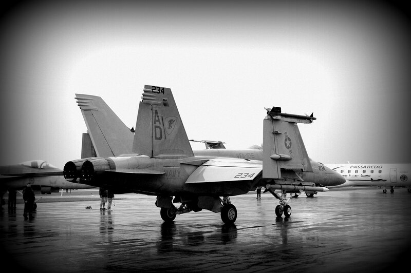 Military Jets on Tarmac — Black, Dramatic