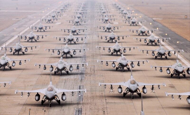 Military Jets on Tarmac — Gray, Dramatic, Photograph