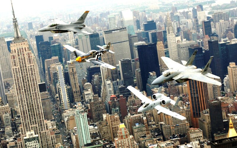 Military Jets over City